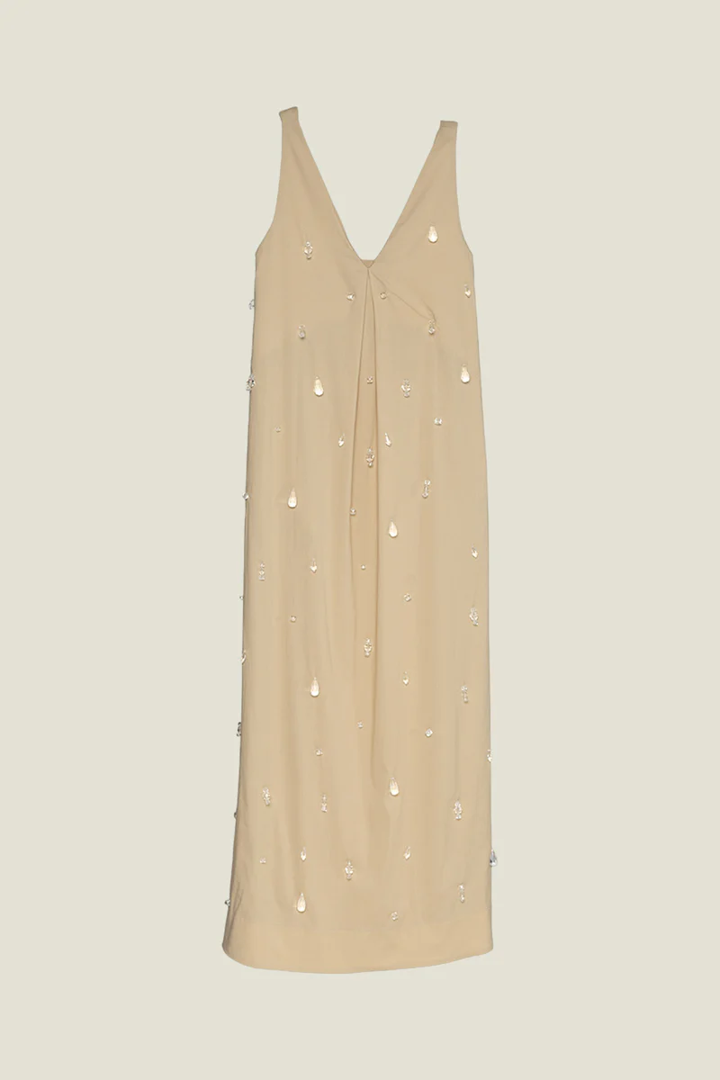 ABITO DONNA LUNGO CON APPLICAZONI  IN COTONE CAMMELLO JIJIL AB071 CAMMELLO JIJIL 