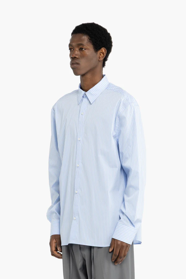 camicia uomo manica lunga oversize a righe azzurra I'm Brian CA3630 CELESTE I'M BRIAN 