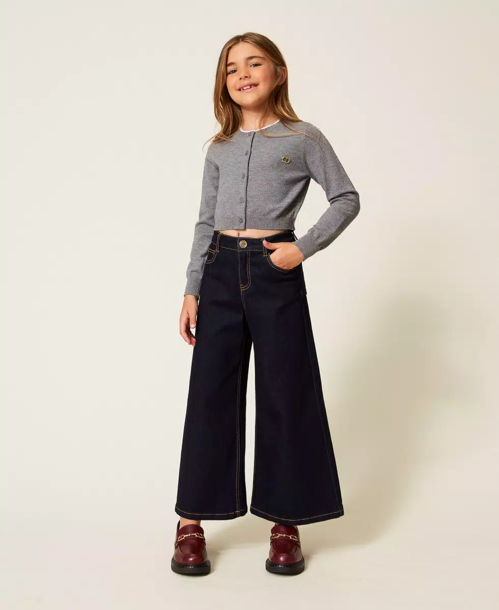 JEANS BAMBINA WIDE LEG DENIM SCURO TWINSET 252GJ2280 DENIM TWINSET KIDS 