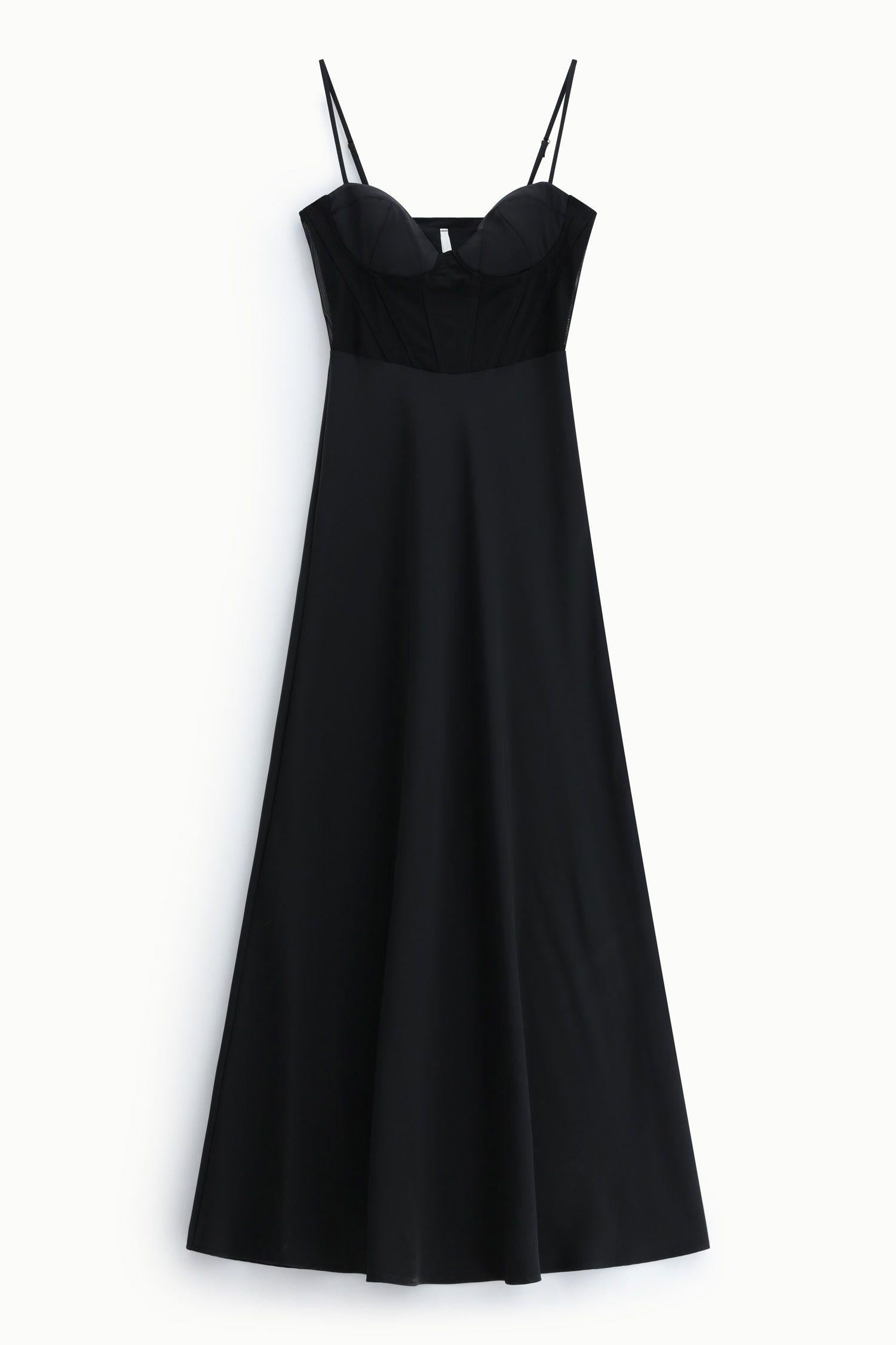 abito donna lungo con bustier e spalline sottili nero imperial AGBBLJT NERO IMPERIAL 