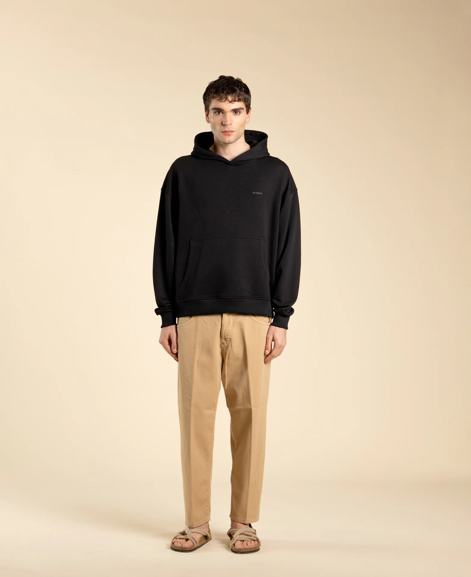 felpa oversize con cappuccio F3333 NERO I'M BRIAN 
