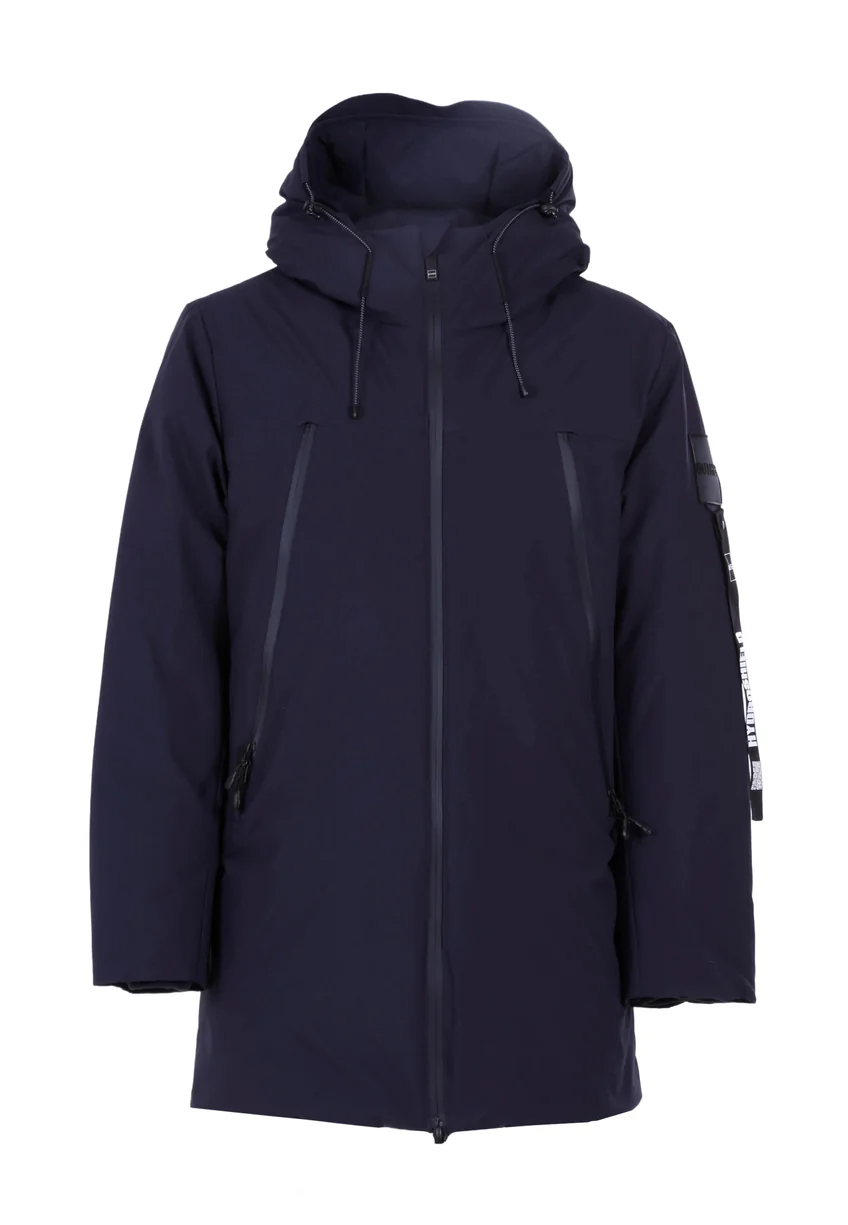 GIUBBINO UOMO IN NYLON LISCIO CON CAPPUCCIO BLU OUTHERE 4640-502A178 NIGHTIME OUTHERE 