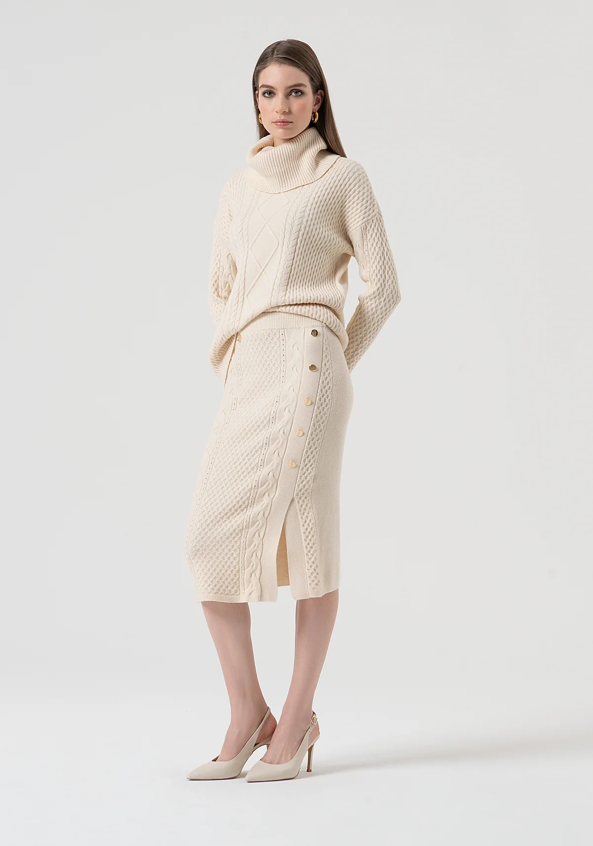 gonna DONNA IN LANA MOTIVO TRECCE VANILLA FRACOMINA FR25WG4007K50201 VANILLA FRACOMINA 