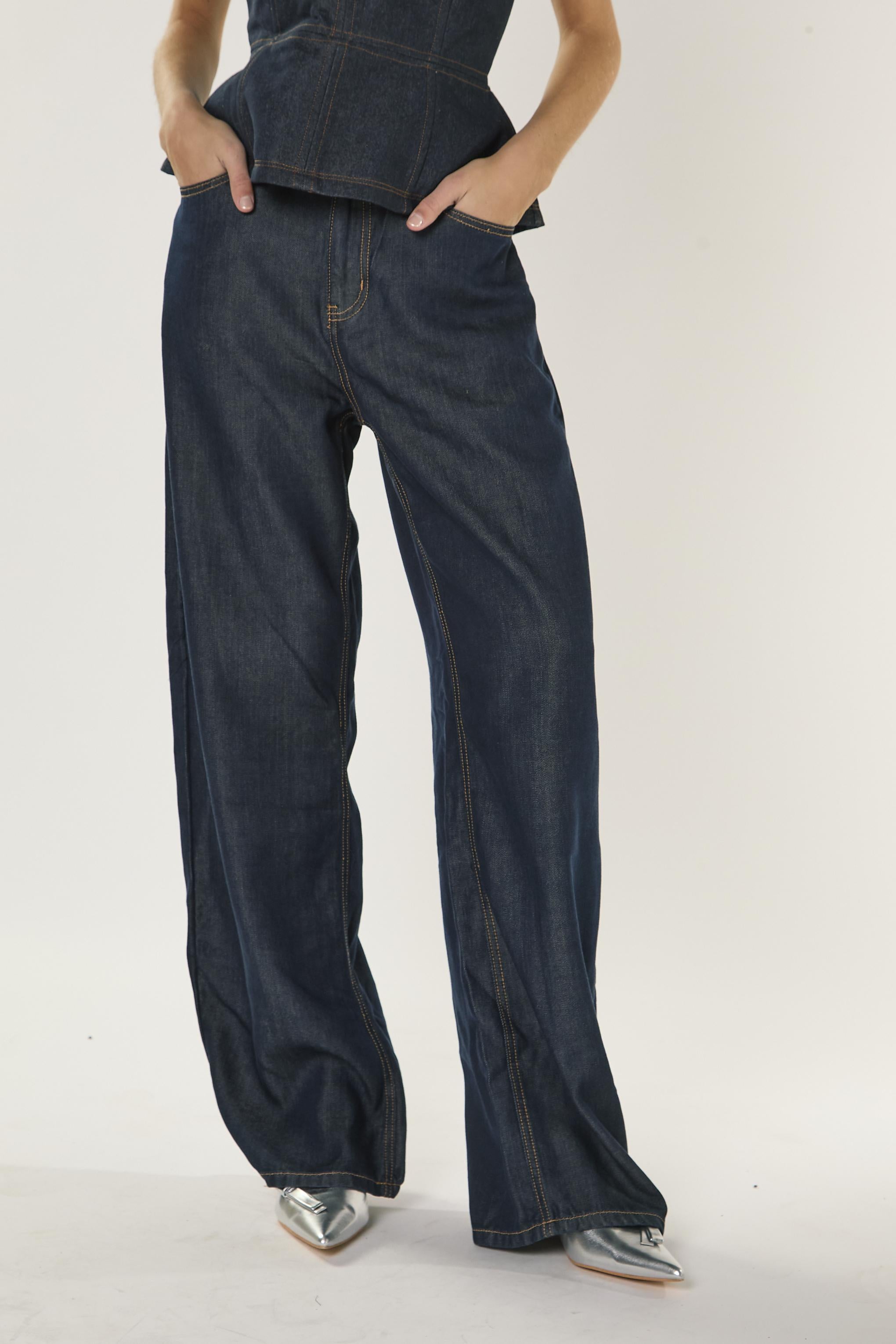 JEANS DONNA BARREL  BLU DENIM GLAMOROUS AN5547 NERO GLAMOROUS 