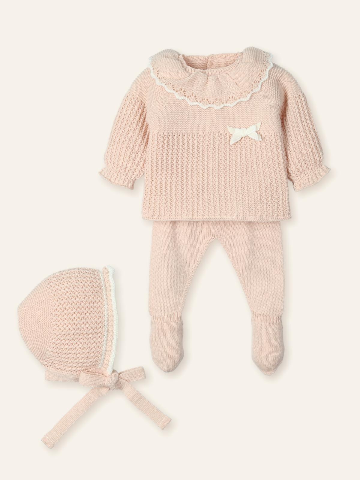 coordinato neonata con colletto in lana e cuffia nude mac ilusion 9807R NUDE MAC ILUSION KIDS 