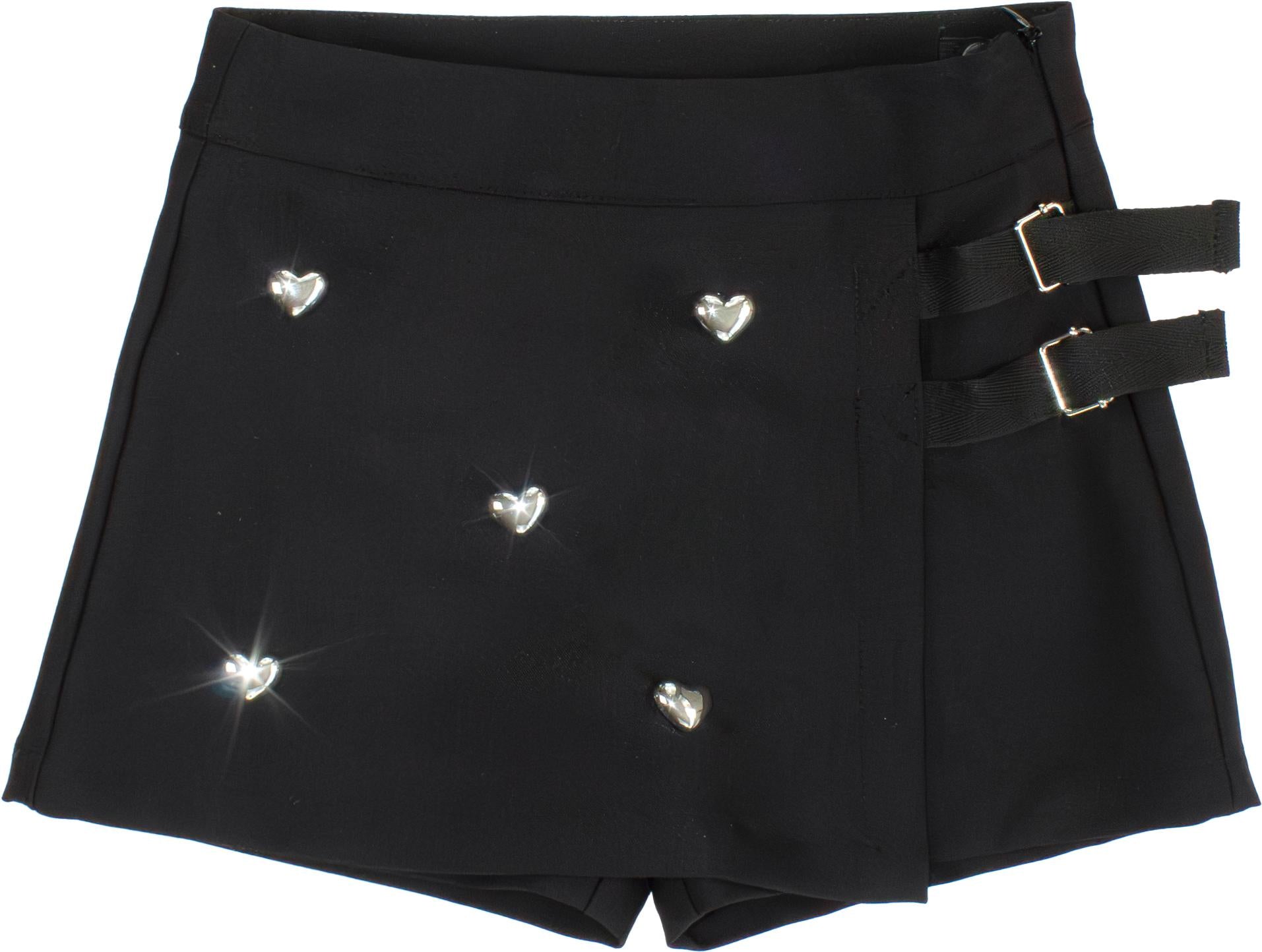 SHORTS BAMBINA A PORTAFOGLIO CON APPLICAZIONI NERO TO BE TOO TB1541P NERO TO BE TOO 