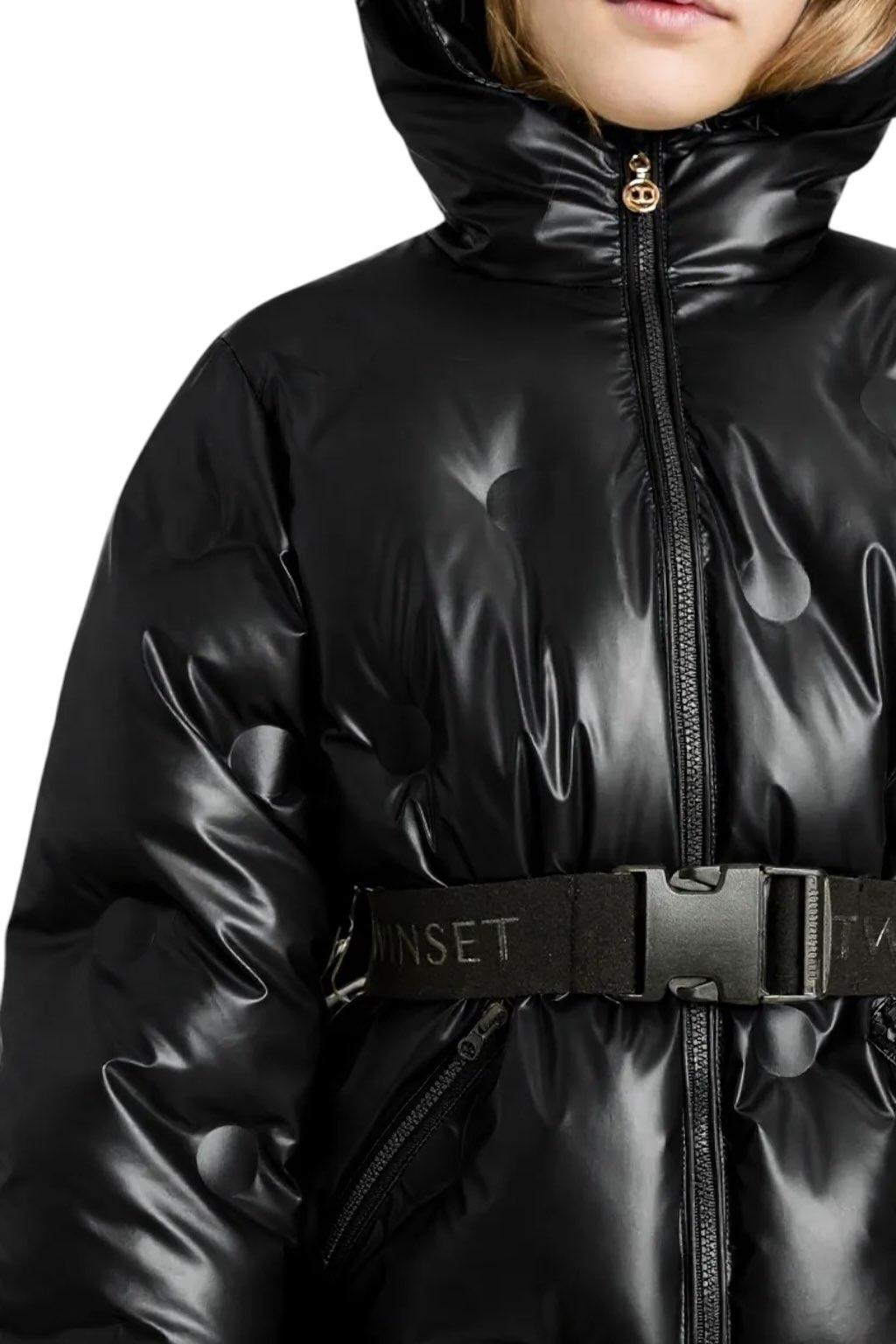 PIUMINO BAMBINA CON CAPPUCCIO E CINTURA NERO TWINSET 252GJ2200 NERO TWINSET KIDS 