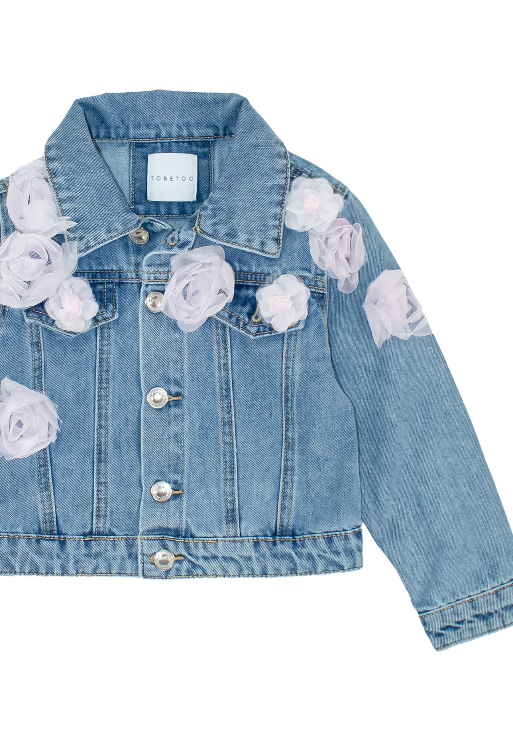 giubbino bambina in jeans con applicazioni to be too TB1612C JEANS TO BE TOO 