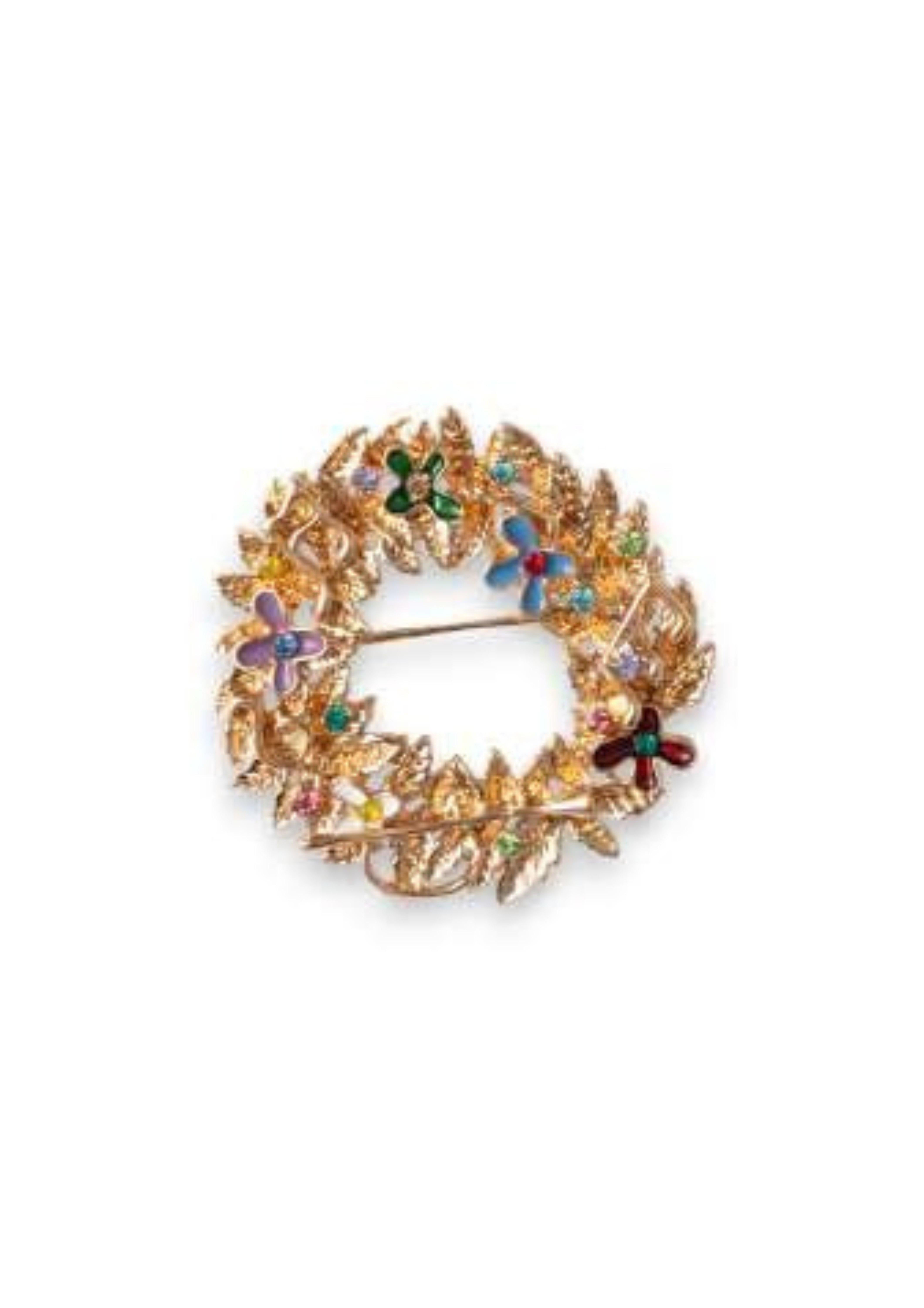 SPILLA IN METALLO DESIGN GHIRLANDA NATALIZIA G17090 ORO MYA ACCESORIES 