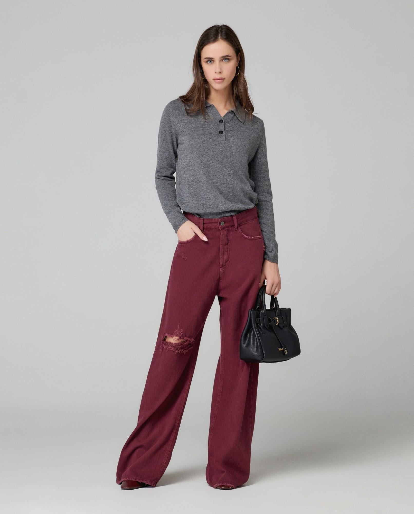 POLO DONNA IN CASHMERE MANICA LUNGA GRIGIO HINNOMINATE HMABW02144 GRIGIO MELANFE HINNOMINATE 