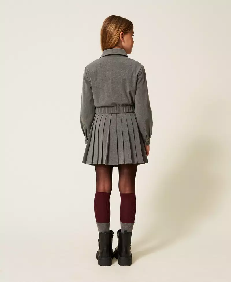 MINIGONNA BAMBINA A PIEGHE IN FLANELLA GRIGIO TWINSET 252GJ2271 GRIGIO MEDIO TWINSET KIDS 