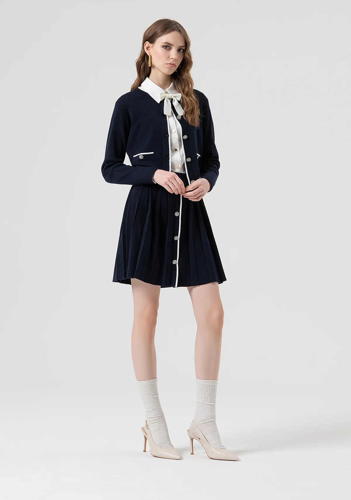 CARDIGAN FR25WT8023K45601 DARK BLUE CREAM FRACOMINA 