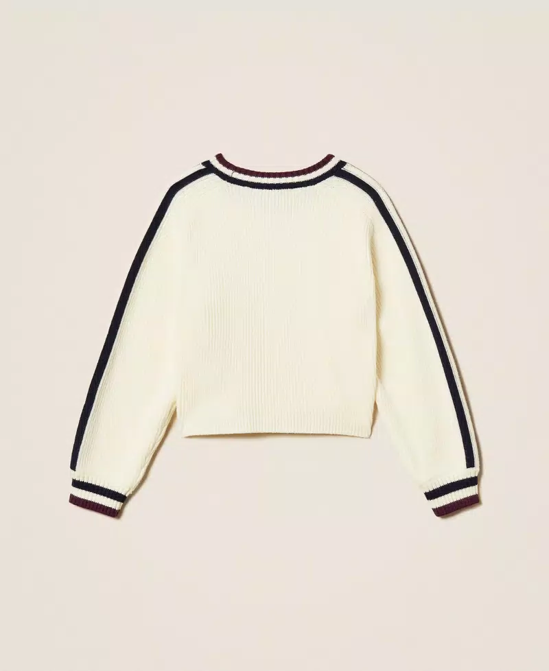 MAGLIA BAMBINA A COSTIE CON BANDE BICOLORE PAPIRO TWINSET 252GJ3030 PAPIRO TWINSET KIDS 