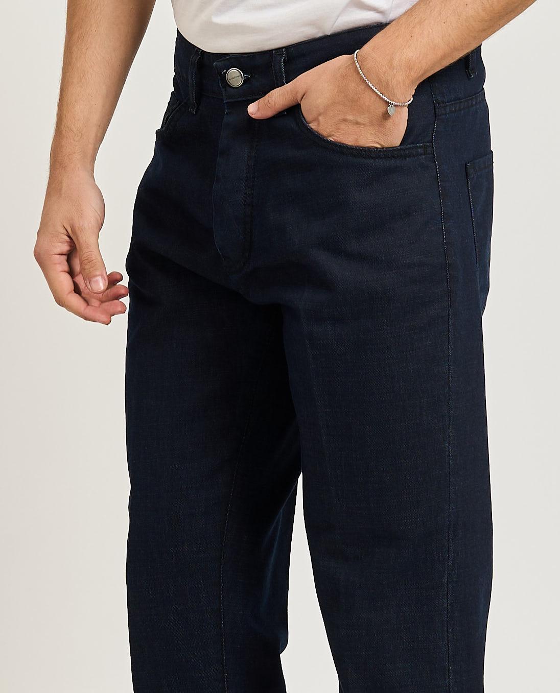 JEANS UOMO IN DENIM SCURO TELA FERMA GAZZARRINI PSI734 BLU GAZZARINI 