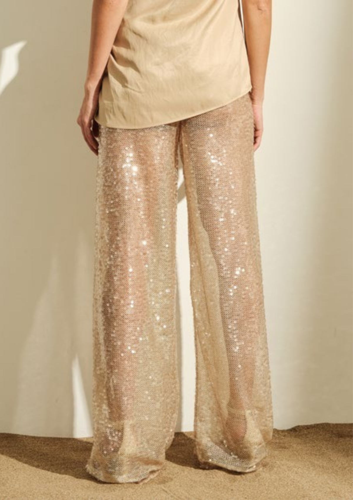PANTALONE DONNA PALAZZO CON PAILETTES CAMMELLO JIIJL PA204 CAMMELLO JIJIL 