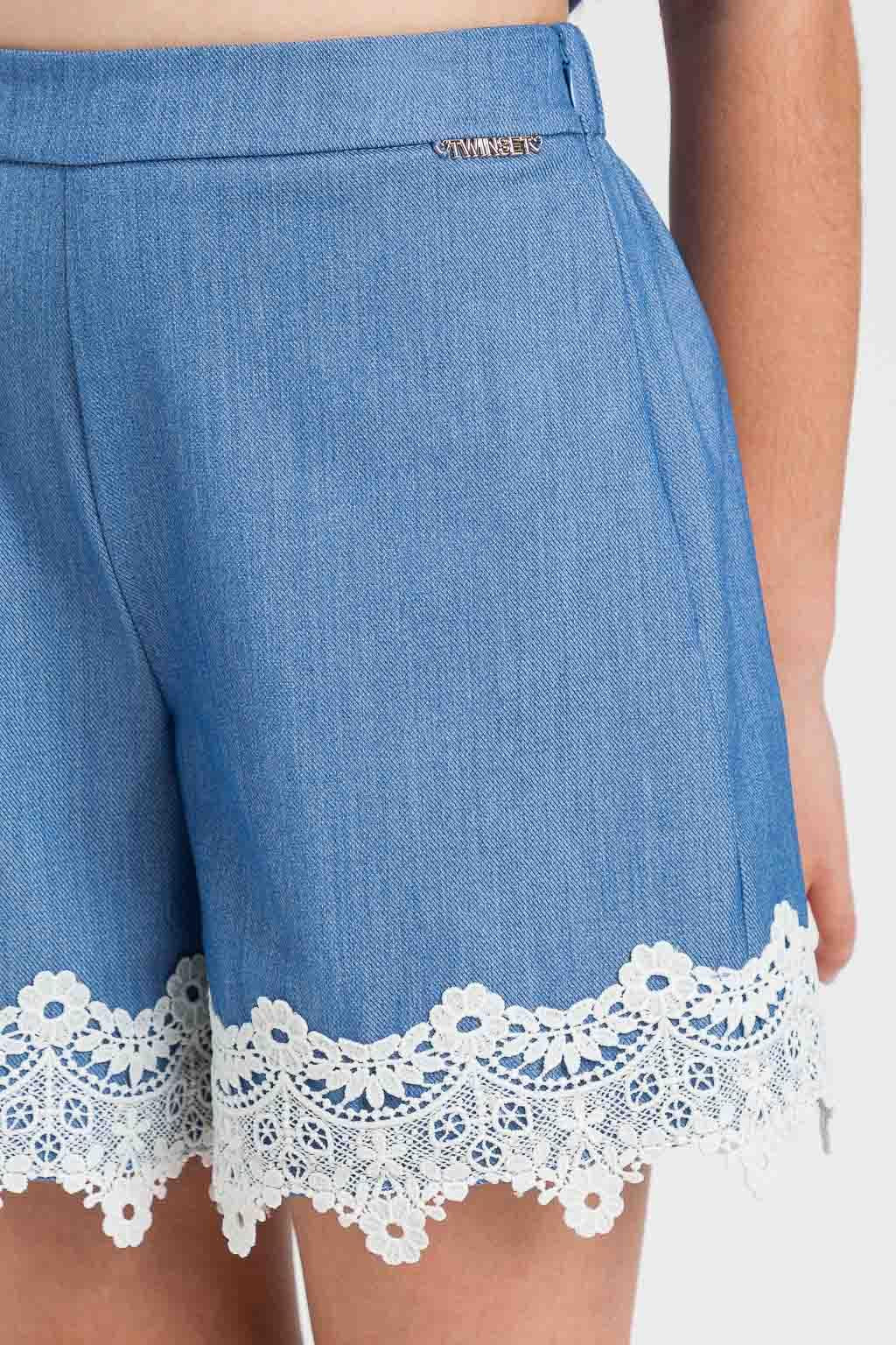 SHORTS BAMBINA  CON PIZZO IN FIL-A-FIL SKYLINE TWINSET 261GJ2Q12 SKYLINE TWINSET KIDS 
