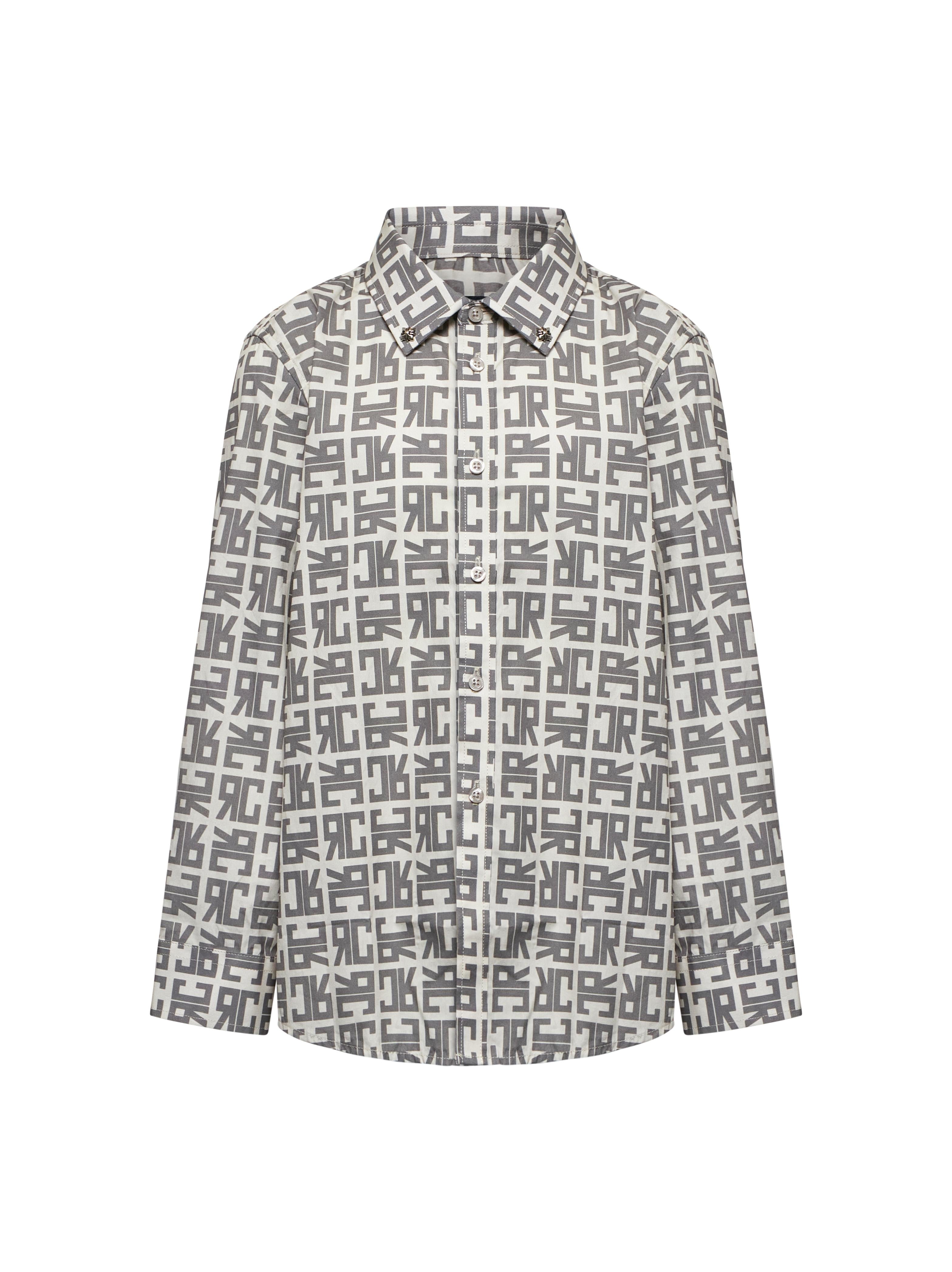CAMICIA BAMBINO MARKO SILM FITO CON LOGO ALL OVER GREY RICHMOND RBA25096 JR MONOGRAM GREY JOHN RICHMOND JUNIOR 