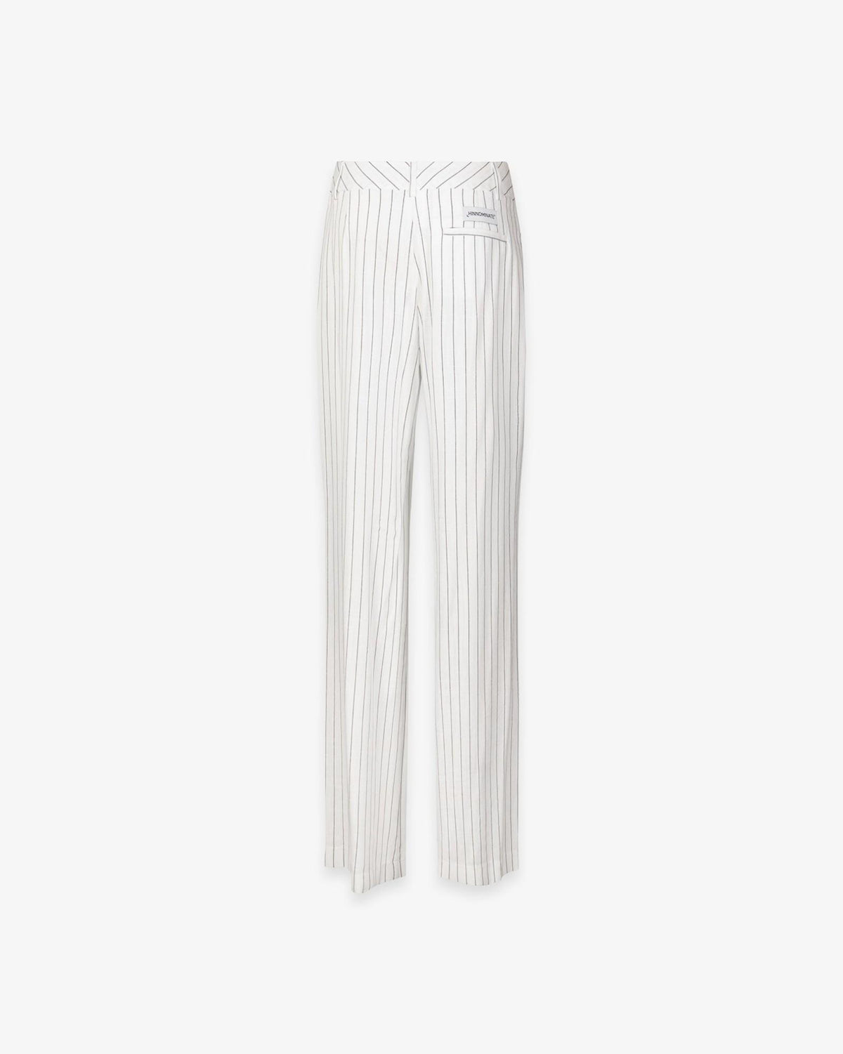 pantalone donna palazzo con pences in lino gessato bianco hinnominate HMABW02655 BIANCO HINNOMINATE 