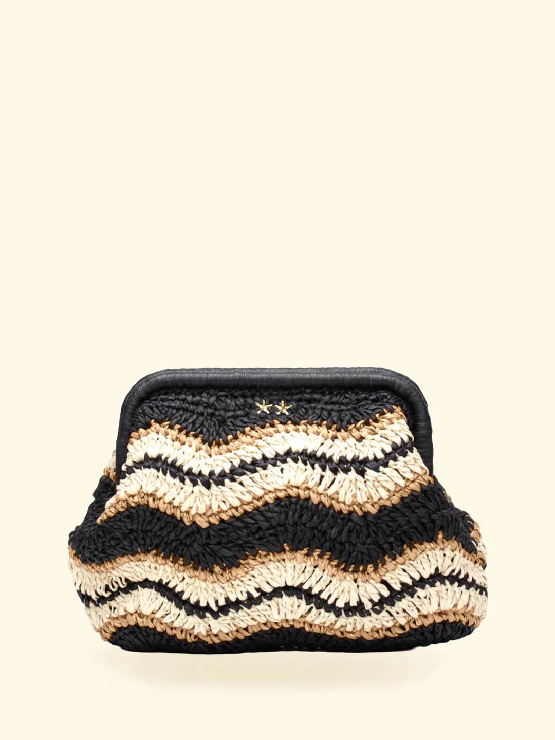 CLUTCH BAG DONNA IN PAGLIA NERA E BEIGE F**K FA26-SW0065BK NERO F**K 