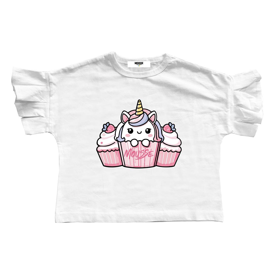 t-shirt crop slevee TSC372W BIANCO MOUSSE 