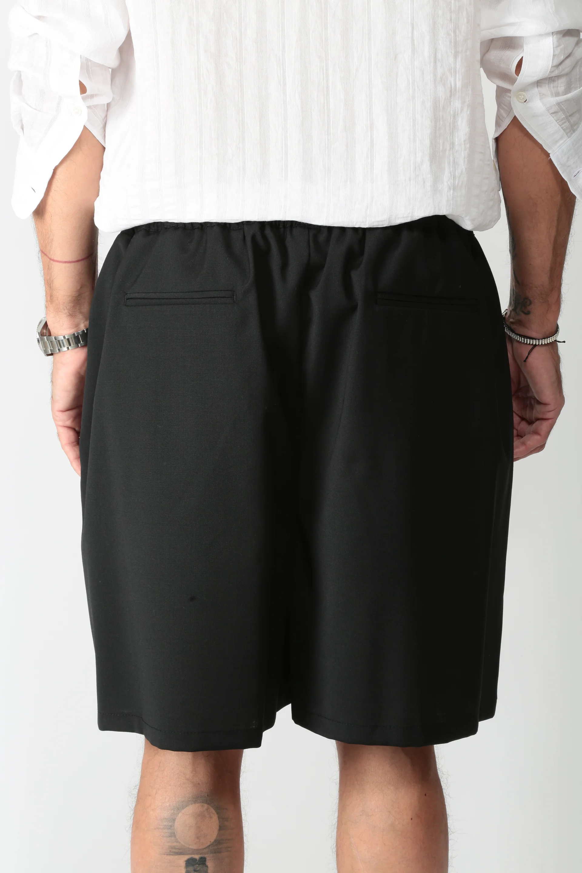 SHORTS UOMO CON ELASTICO IN VITA  OVER NERO MARSEM S017 NERO MARSEM 