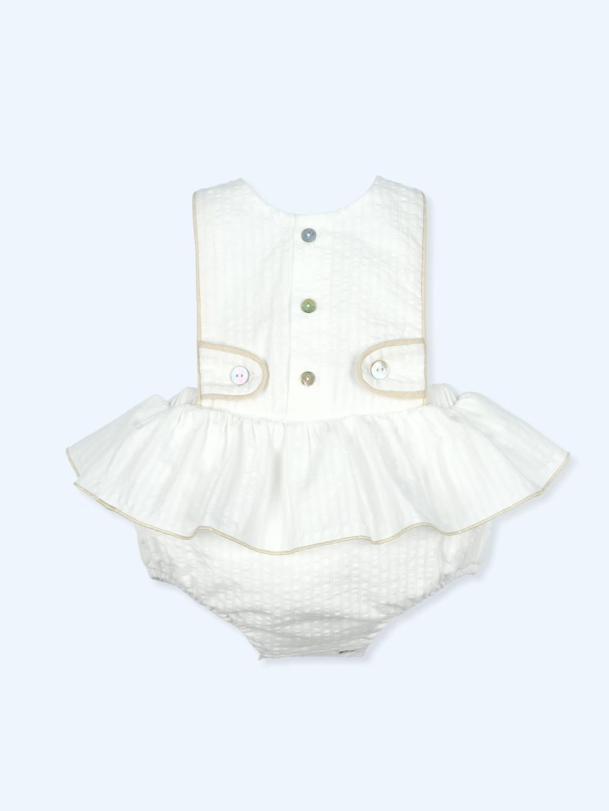 Salopette con gonna in cotone con gonnellino voilant<BR/> 9787 BIANCO/SAFARI MAC ILUSION KIDS 