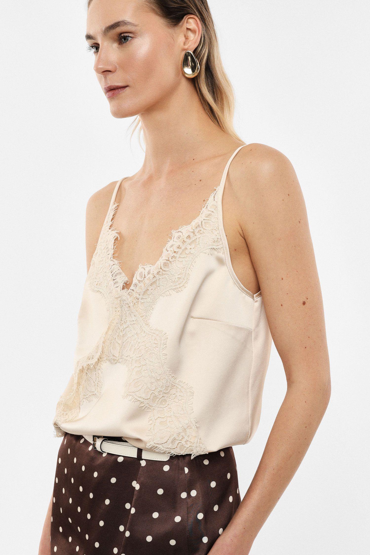 TOP DONNA CON SPALLINE SOTTILI E PIZZO ZINCO IMPERIAL RIS9LBA ZINCO IMPERIAL 