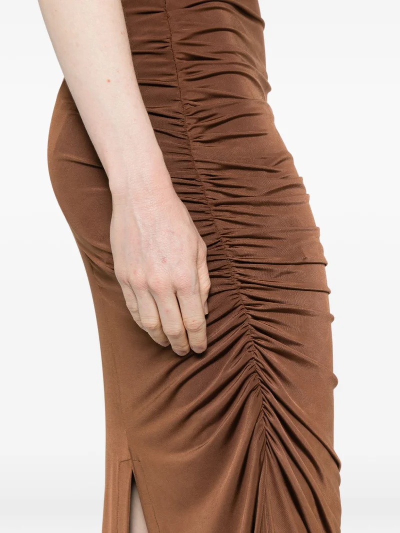 abito donna midi paricollo drappeggiato moro marsem EVE-VEN2 MORO MARSEM 