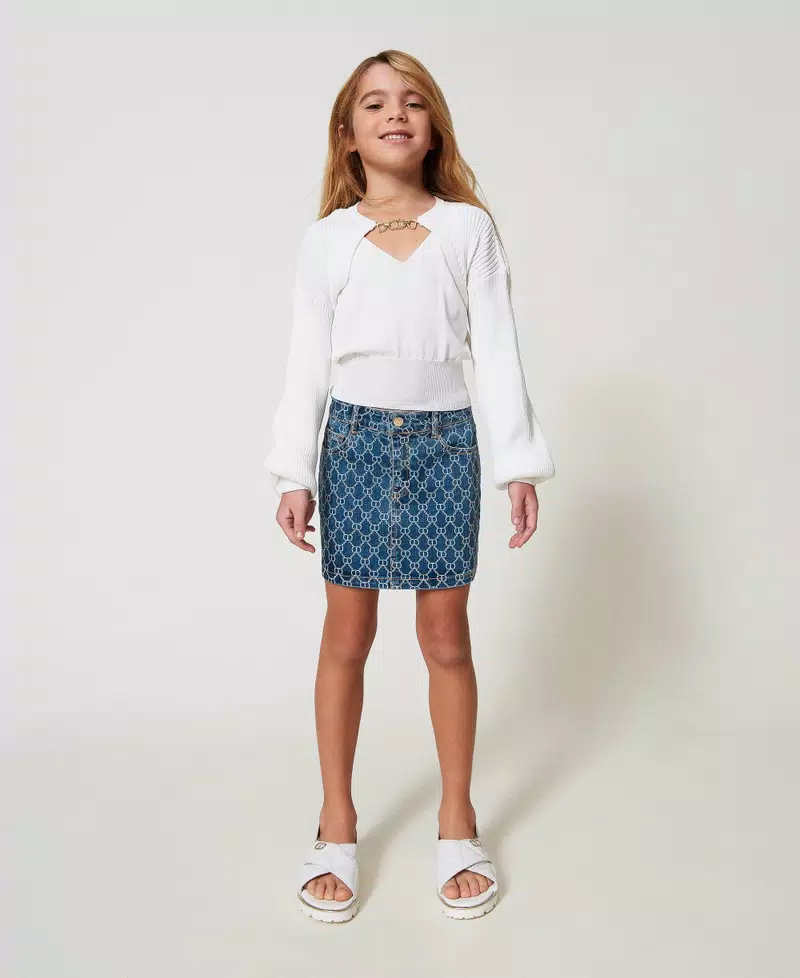 Minigonna in jeans con Oval T all over 251GJ2511 DENIM TWINSET KIDS 