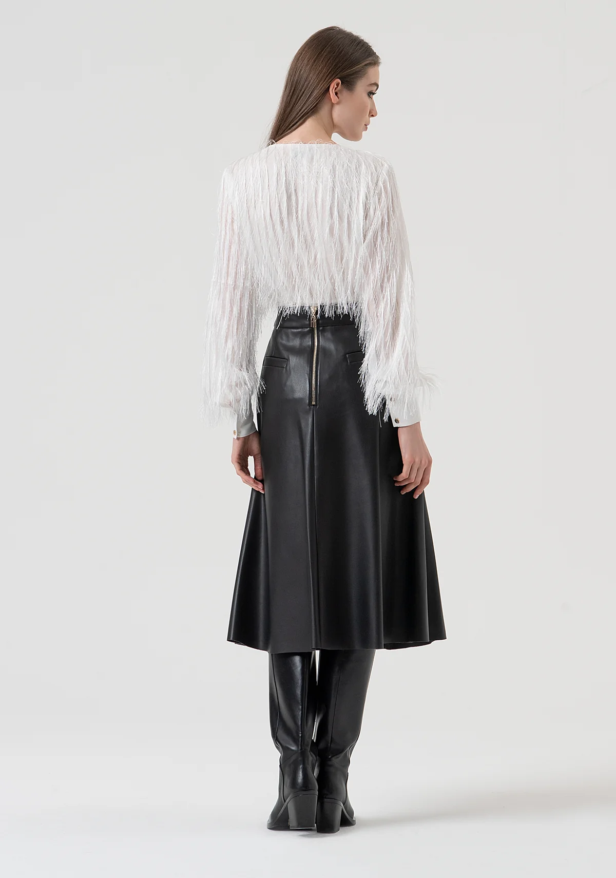 GONNA DONNA ECOPELLA A RUOTA NERA FRACOMINA FR25WG3002P41101 BLACK FRACOMINA 