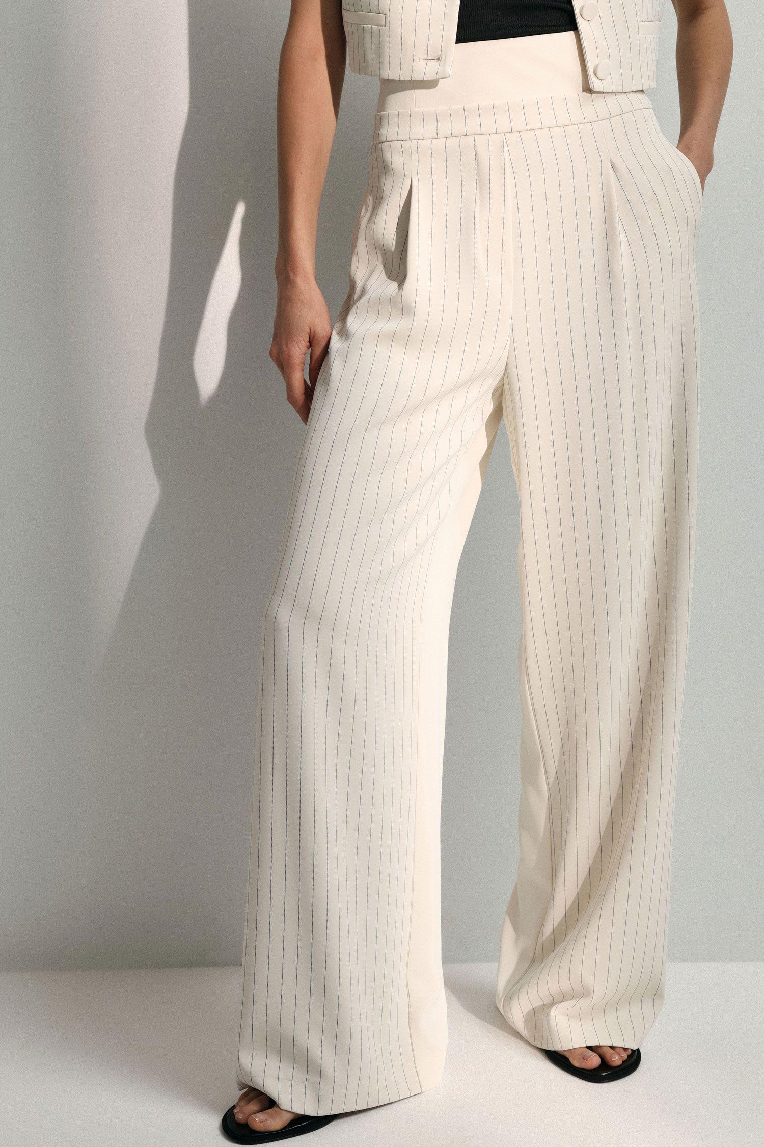 pantalone DONNA PALAZZO RIGHE VITA ALTA PANNA IMPERIAL P9A6LAF PANNA IMPERIAL 