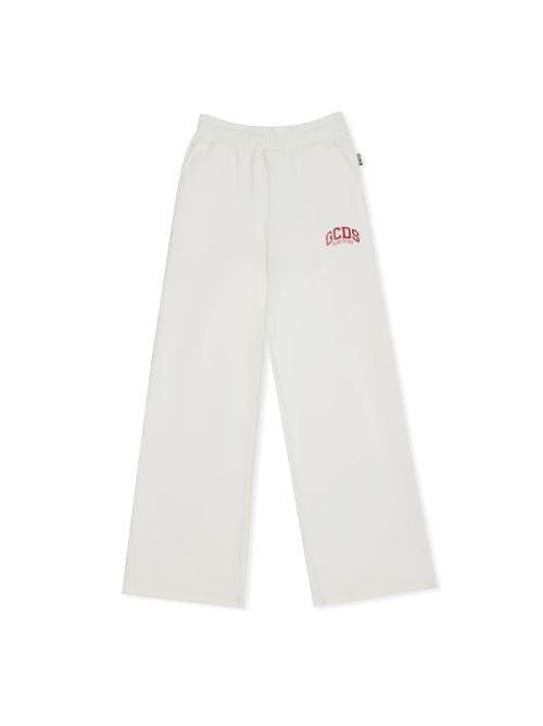 PANTALONE BAMBINA IN FELPA PALAZZO CON LOGO SUL RETRO GCDS B2J3024BA2 BIANCO GCDS KIDS 