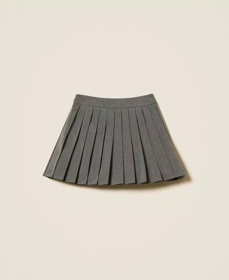 MINIGONNA BAMBINA A PIEGHE IN FLANELLA GRIGIO TWINSET 252GJ2271 GRIGIO MEDIO TWINSET KIDS 