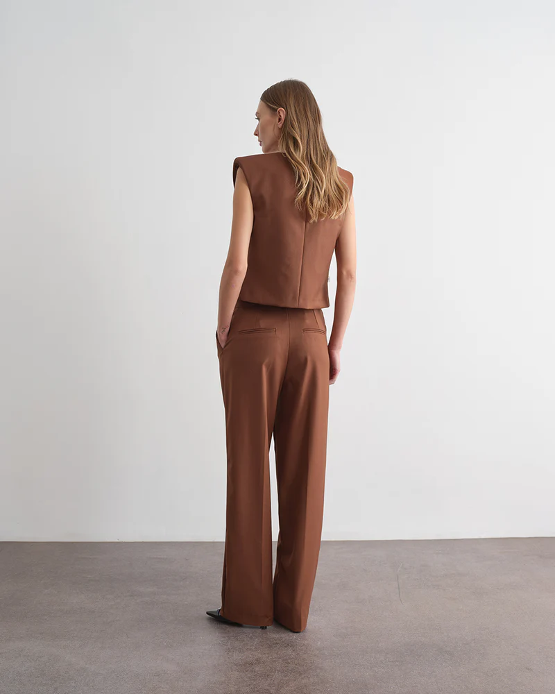 PANTALONE DONNA PALAZZO DRITTO MARRONE JIJIL PA379 MARRONE JIJIL 