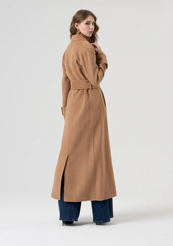 cappotto donna lungo con cintura cammello fracomina FR25WC1001W80201 CAMEL FRACOMINA 