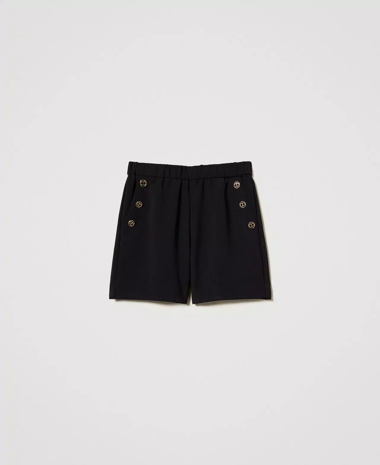 Shorts in crêpe con bottoni logati<BR/><BR/> 251GJ2QN5 NERO TWINSET KIDS 