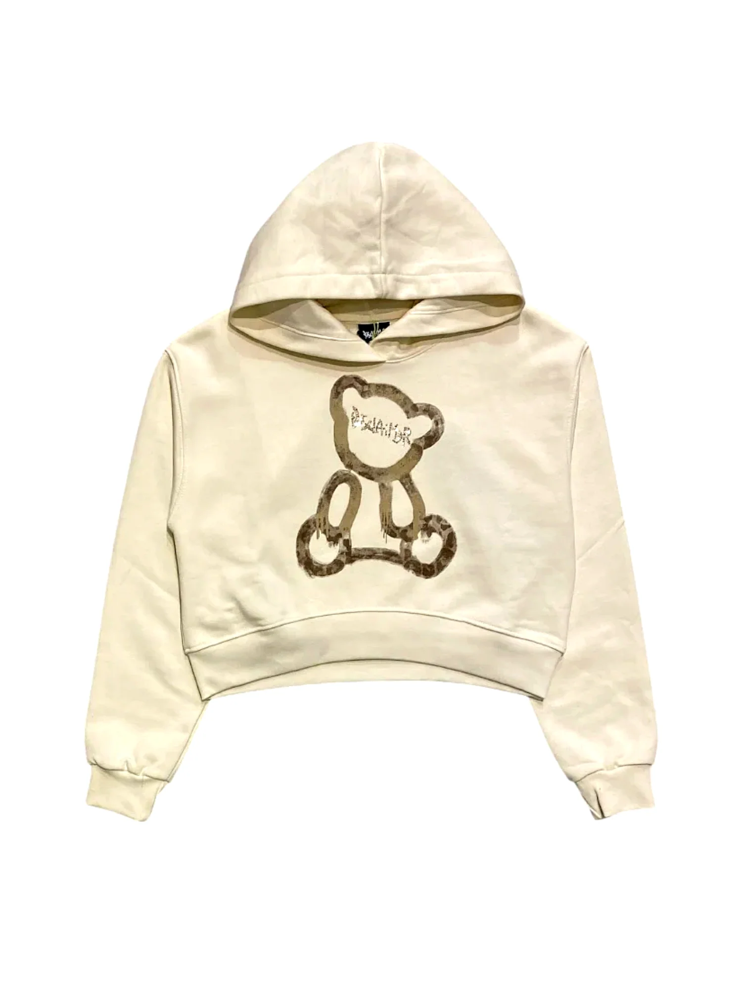 Felpa Con Cappuccio Ragazza Kawaii - Ricamo Orso Latte E Tè, Patchwork, Taglia Unica (L.58cm, Busto 102cm) - Primavera/Autunno
