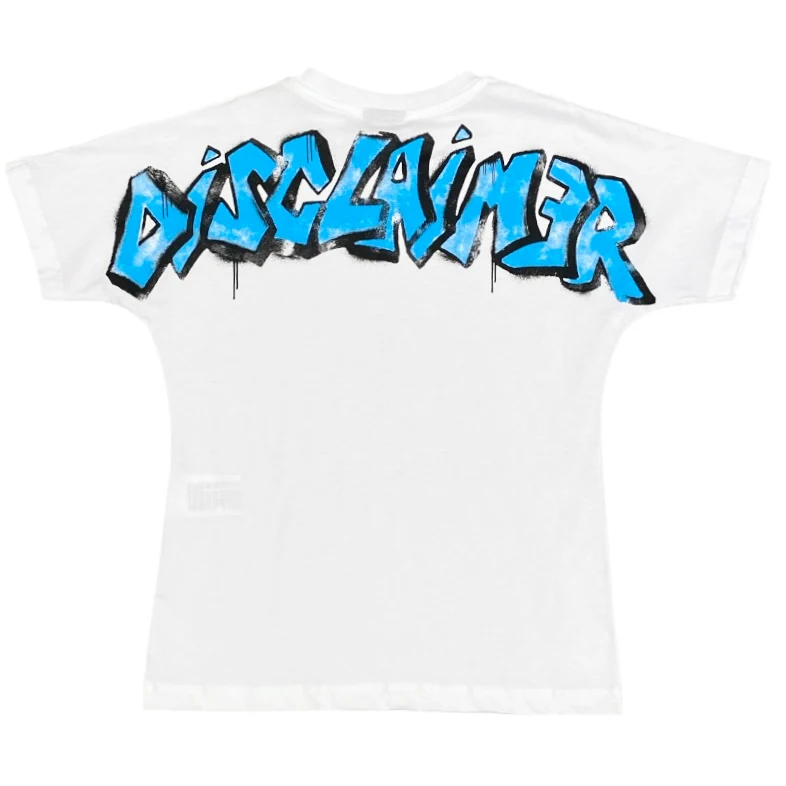 Disclaimer kids t-shirt bianca logo azzurro 58407 58407 BIANCO-AZZURRO DISCLAIMER 