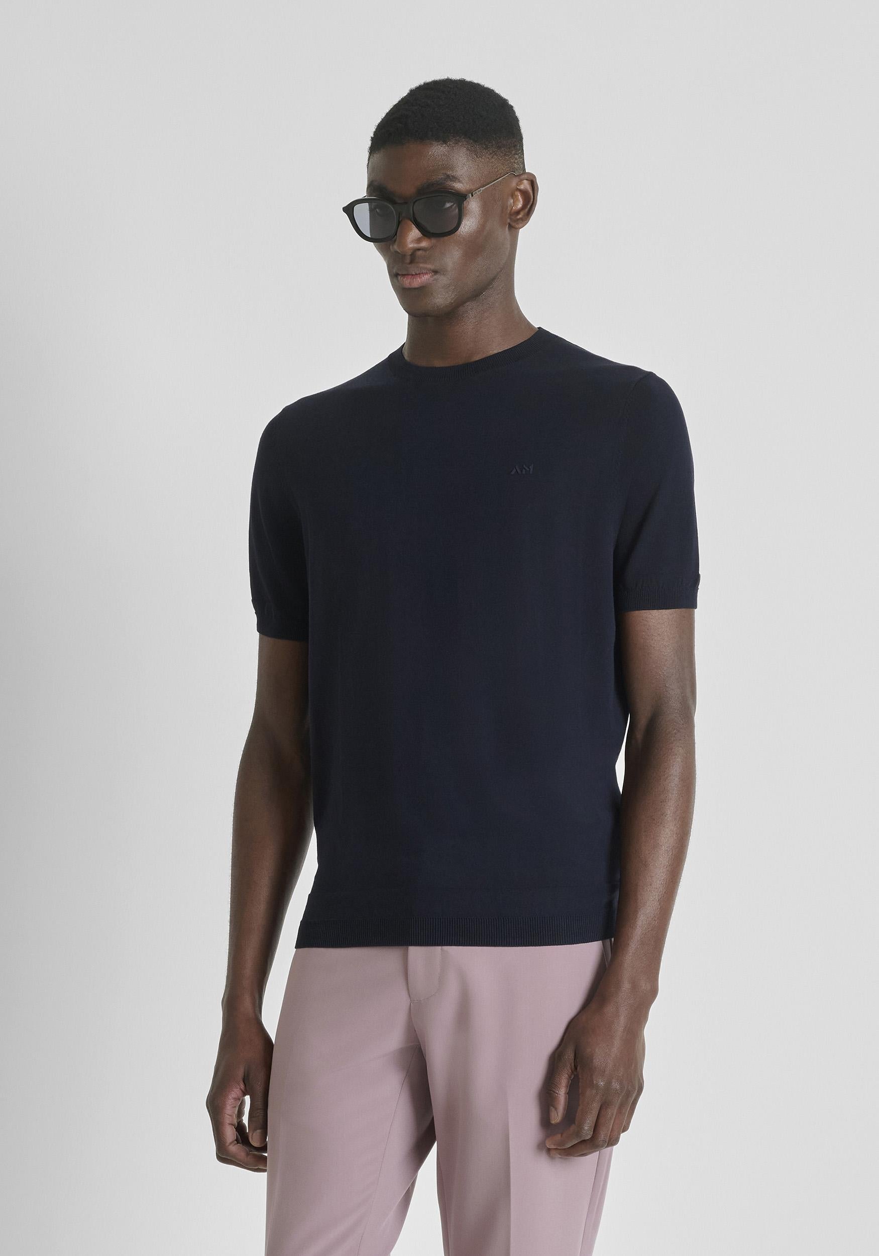 T-SHIRT UOMO IN MAGLIA GIROCOLLO BLU ANTONY MORATO MMSW01597 YA200076 BLU ANTONY MORATO 