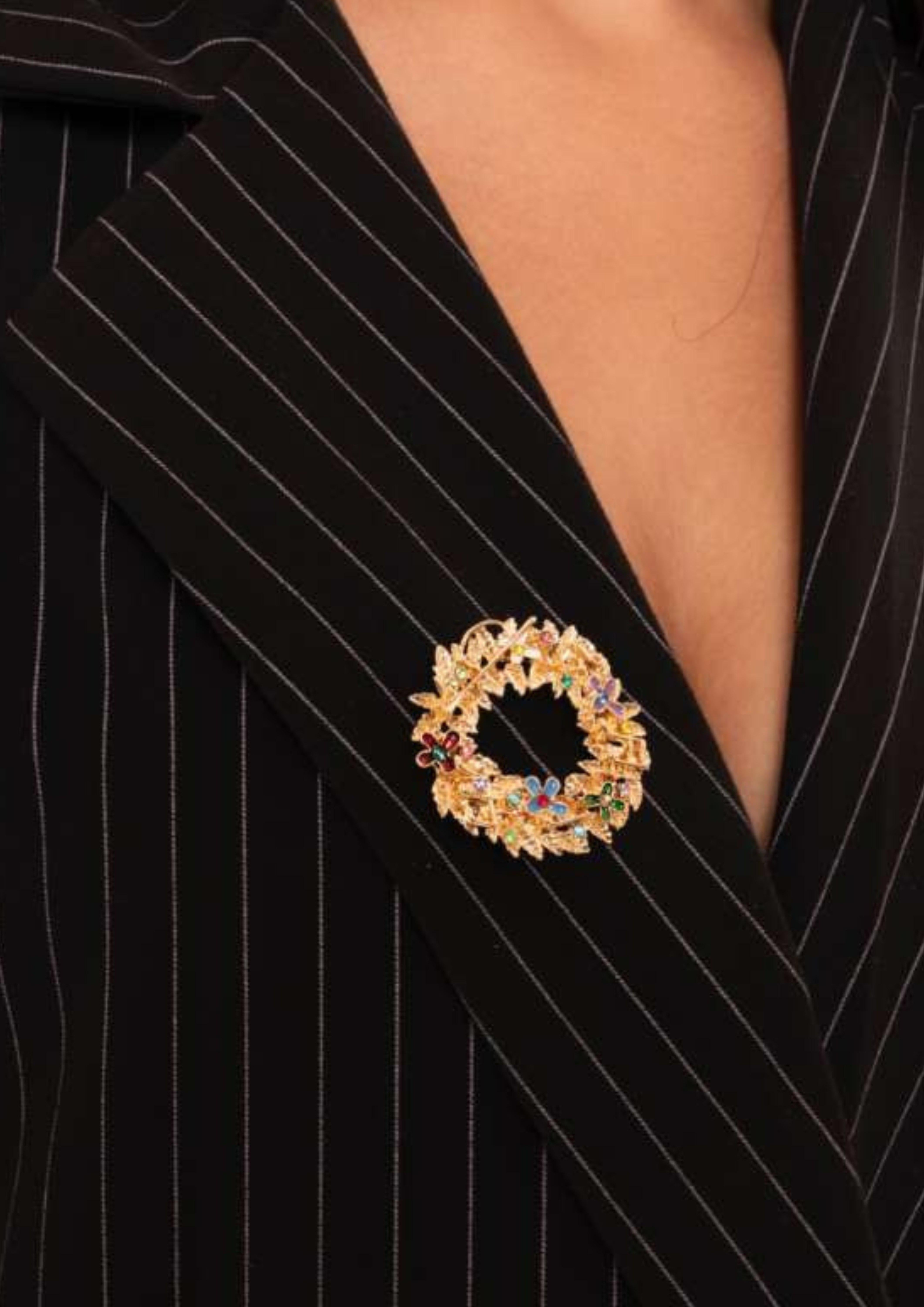 SPILLA IN METALLO DESIGN GHIRLANDA NATALIZIA G17090 ORO MYA ACCESORIES 