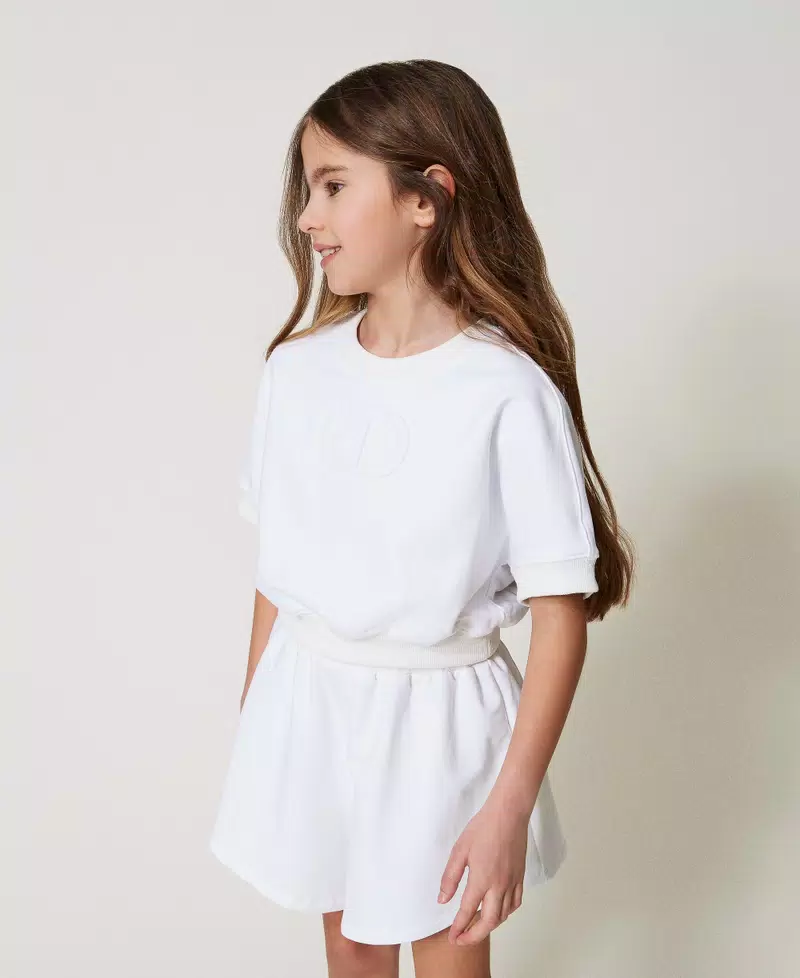 Felpa con Oval T e shorts 251GJ2580 BIANCO TWINSET KIDS 