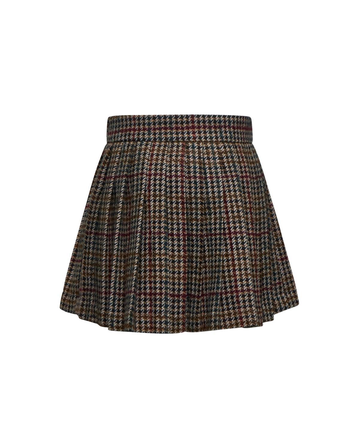 GONNA BAMBINA JORDAN PLESSE IN LANA PIED DE POULE EGGPLANT RICHMOND <BR/> RGA25120GO P.D.POULE EGGPLANT JOHN RICHMOND JUNIOR 