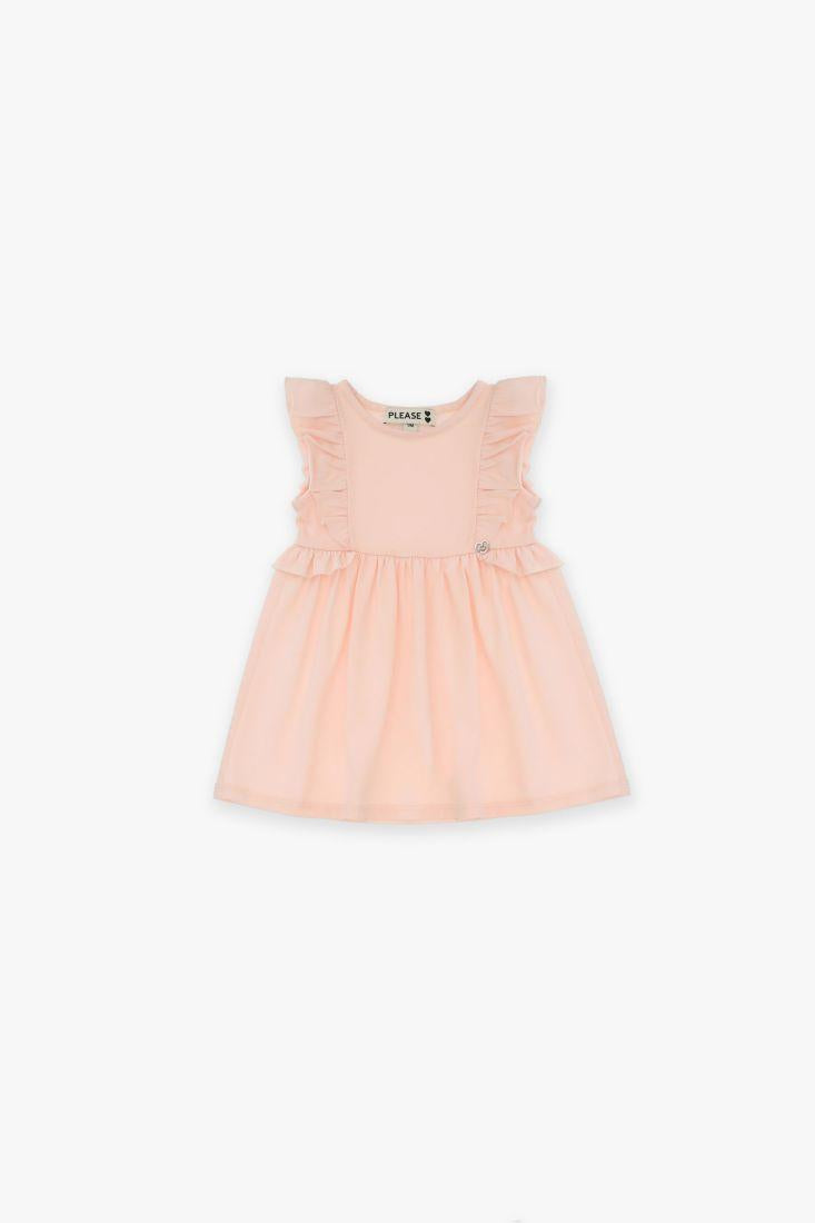 Abitino pieghe e maniche a balze ABA3030G71 ROSA CHIARO PLEASE KIDS 