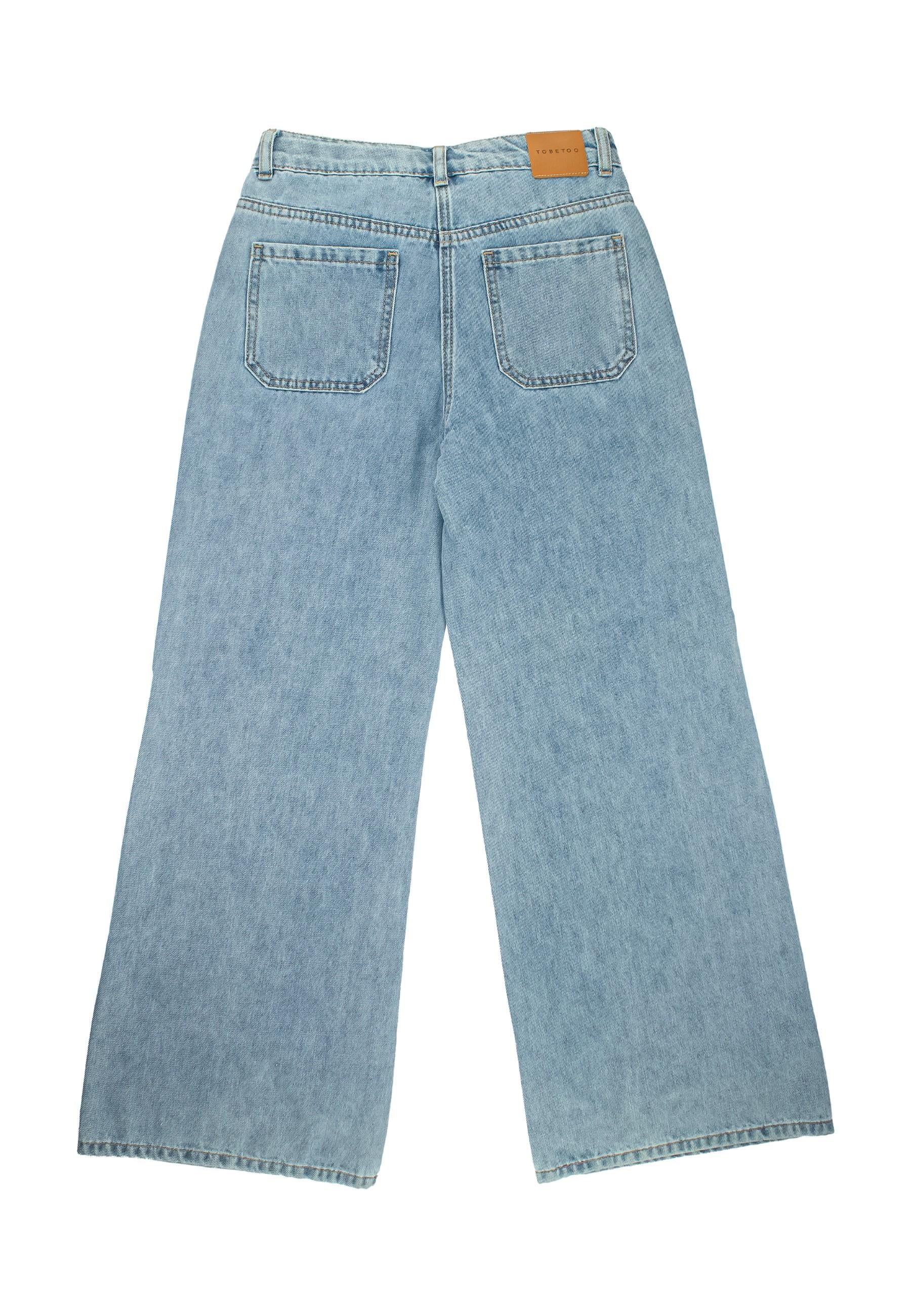 JEANS bambina a gamba large in denim con applicazione to be too T1442P JEANS TO BE TOO 
