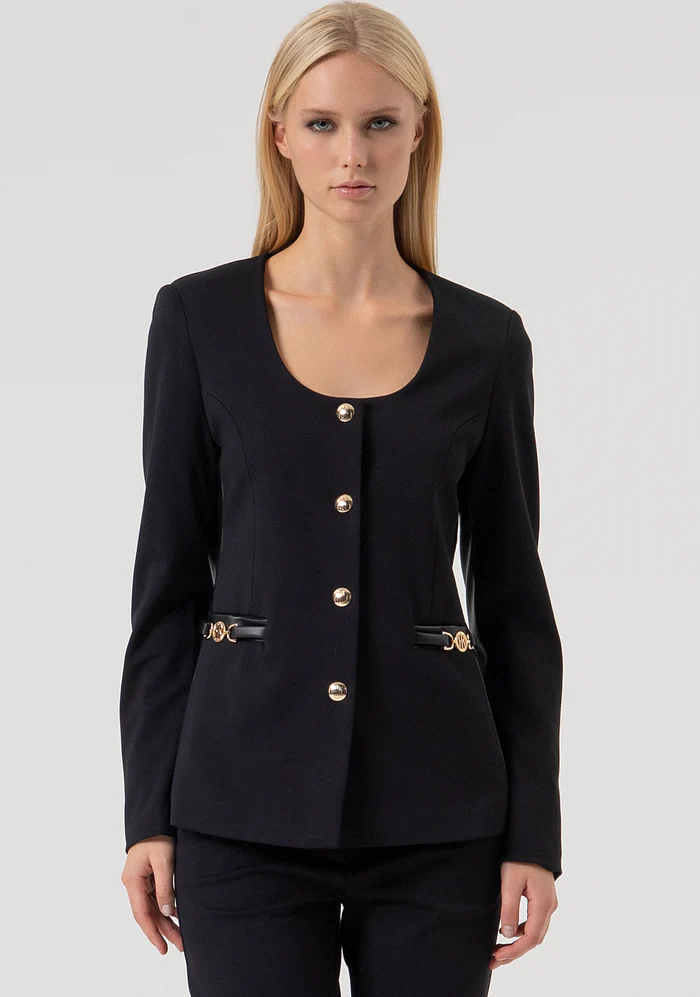GIACCA DONNA SCOLLO TONDO SLIM FIT NERO FRACOMINA FR25WJ2006W78001 BLACK FRACOMINA 