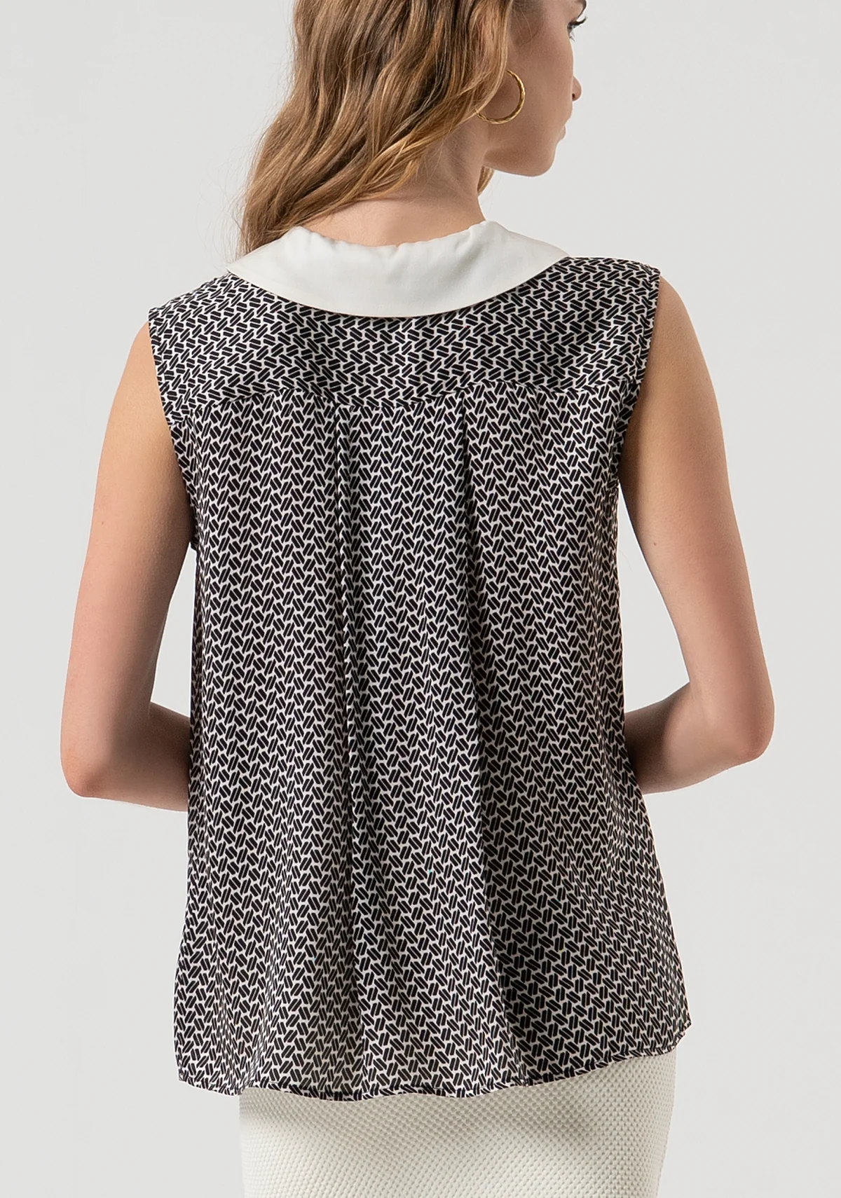 TOP DONNA CON COLLETTO A FANTASIA NERO FRACOMINA FR25WT2014W807K1 BLACK/CREAM FRACOMINA 