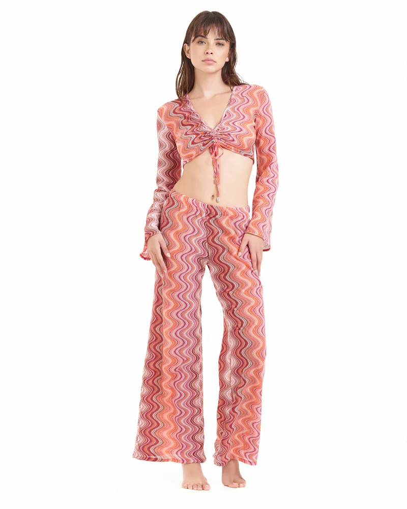 Camicia Cotazur in maglia crochet a onde crop CNCA0067 FLUID ROSA COTAZUR 