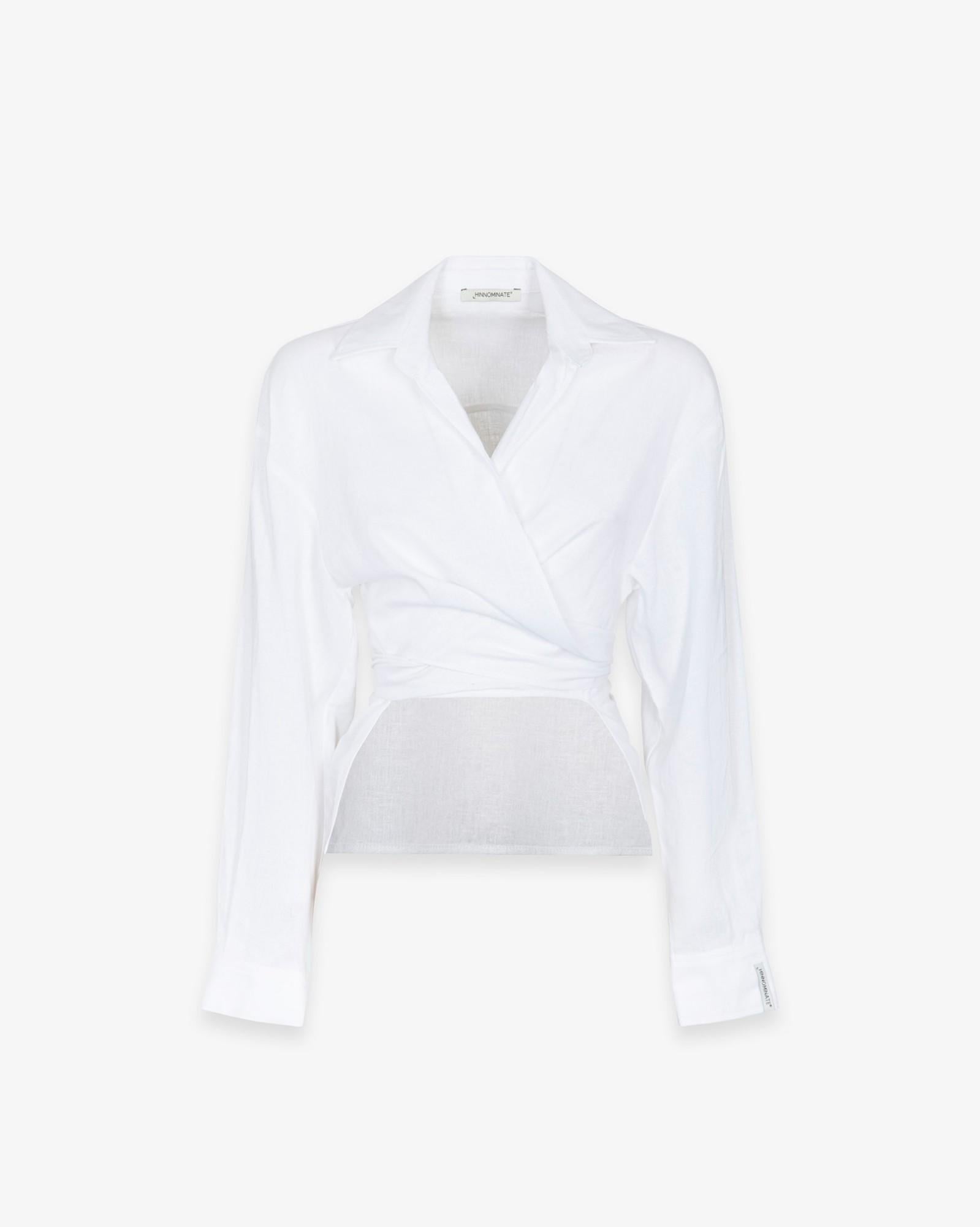 CAMICIA DONNA CORTA IN LINO CON NODO SUL DAVANTI bianco HINNOMINATE HMABW02633 BIANCO HINNOMINATE 