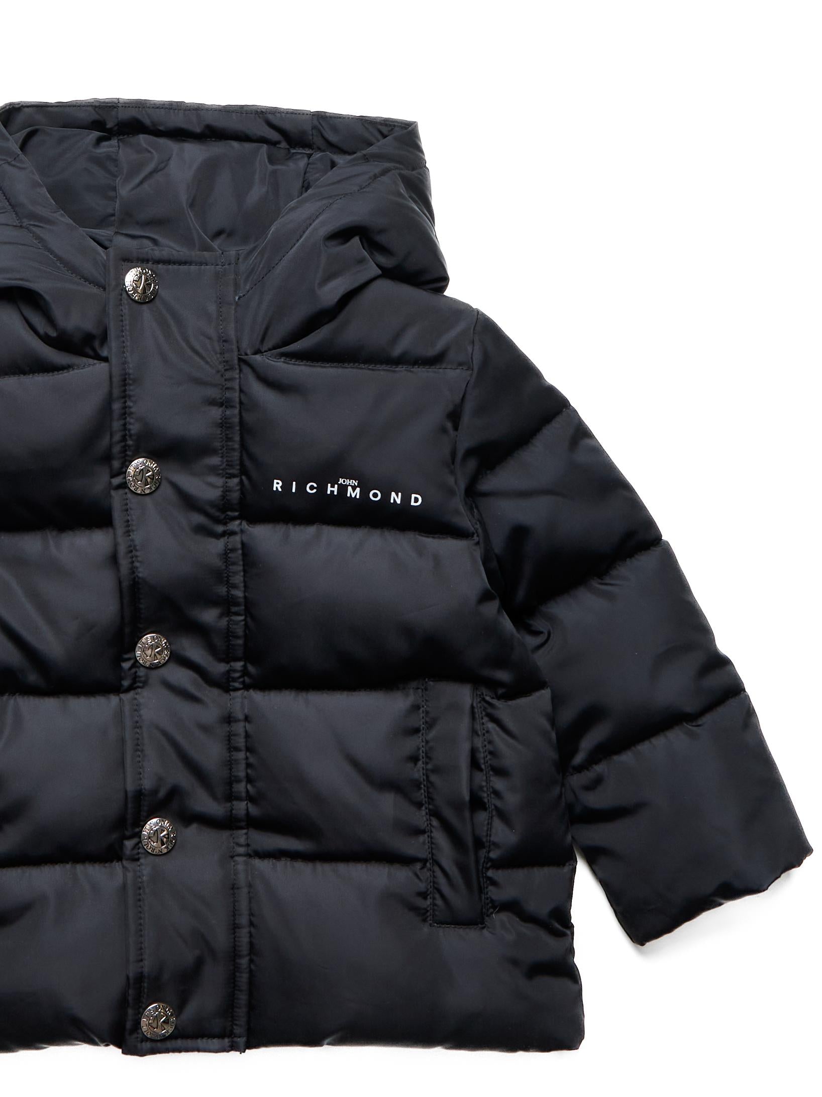 PIUMINO NEONATO MILLWALL CON CAPPUCCIO E LOGO NERO RICHMOND RIA25011PI BLACK JOHN RICHMOND JUNIOR 