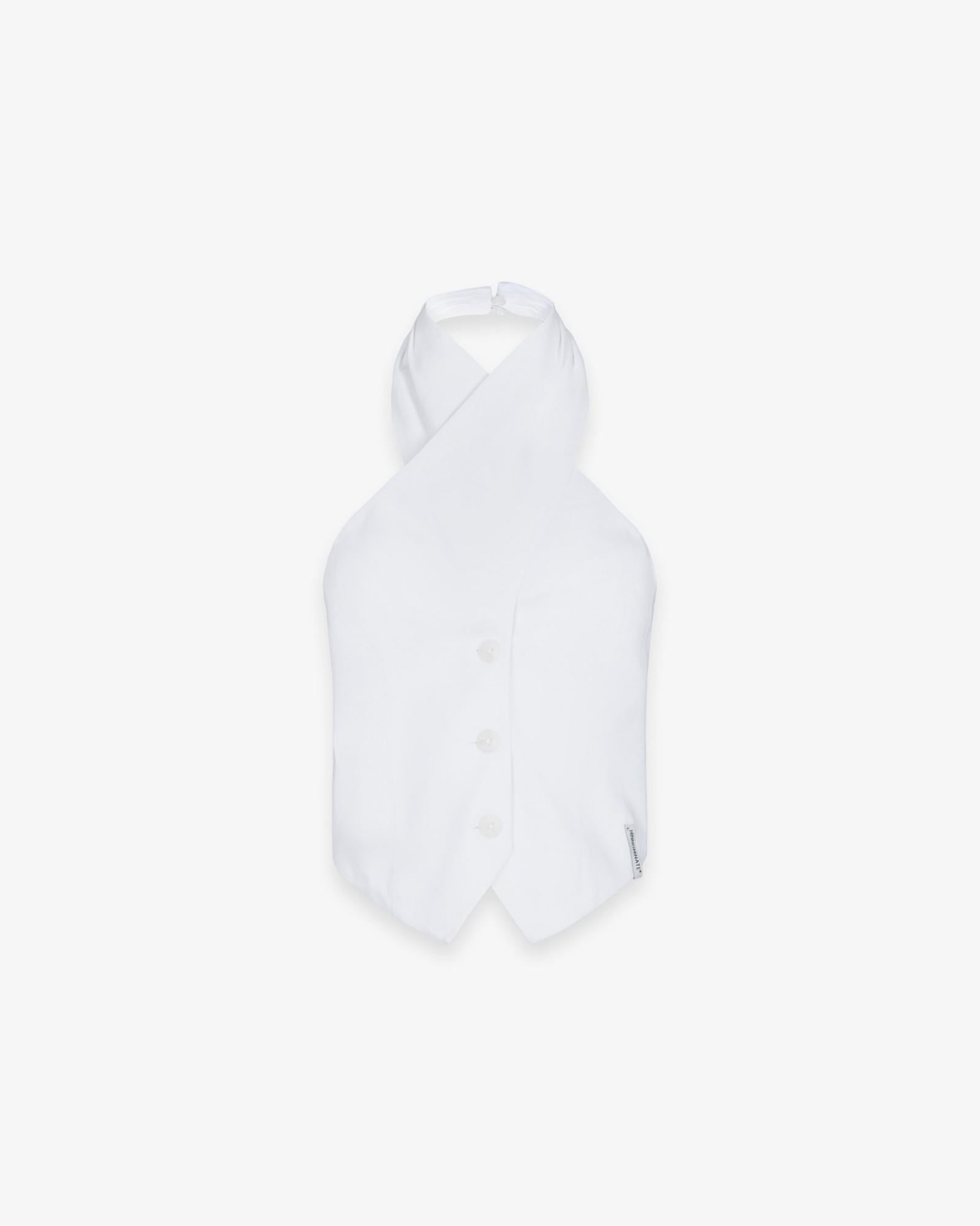 TOP DONNA  IN LINO CON INCROCIO AL COLLO BIANCO HINNOMINATE HMABW02635 BIANCO HINNOMINATE 
